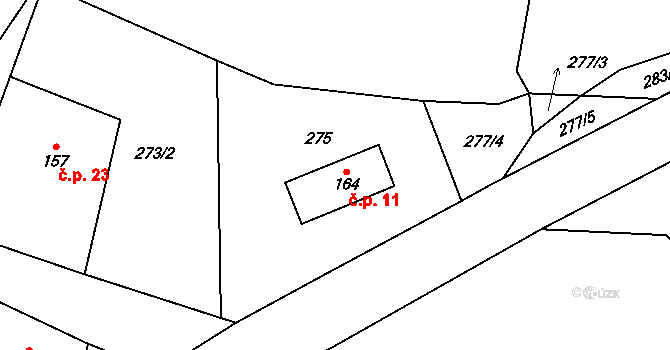 Řeheč 11, Úlibice na parcele st. 164 v KÚ Řeheč, Katastrální mapa
