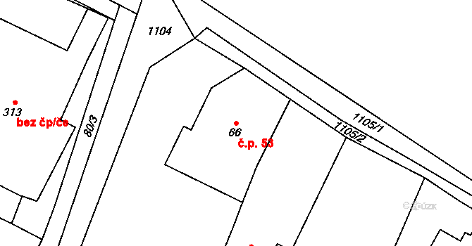 Tisová 53 na parcele st. 66 v KÚ Tisová u Vysokého Mýta, Katastrální mapa