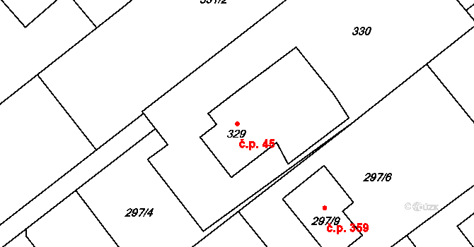 Dolní Marklovice 45, Petrovice u Karviné na parcele st. 329 v KÚ Dolní Marklovice, Katastrální mapa