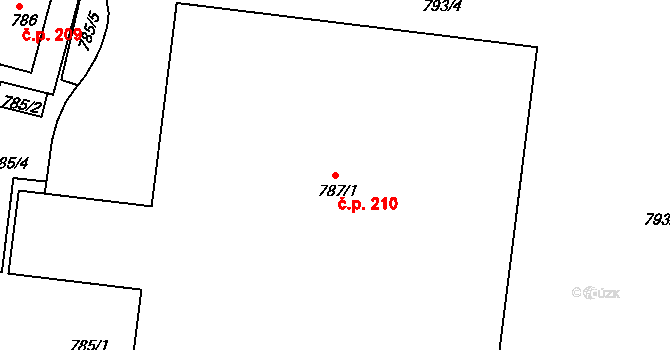 Klášterec nad Ohří 210 na parcele st. 787/1 v KÚ Klášterec nad Ohří, Katastrální mapa