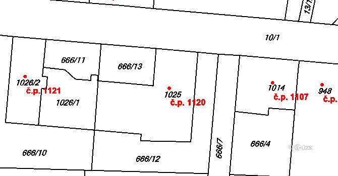 Předměstí 1120, Svitavy na parcele st. 1025 v KÚ Svitavy-předměstí, Katastrální mapa