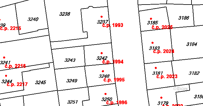 Žižkov 1994, Praha na parcele st. 3242 v KÚ Žižkov, Katastrální mapa