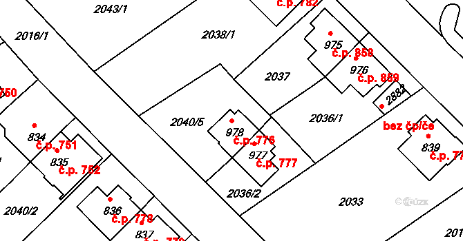 Ústí nad Orlicí 776 na parcele st. 978 v KÚ Ústí nad Orlicí, Katastrální mapa