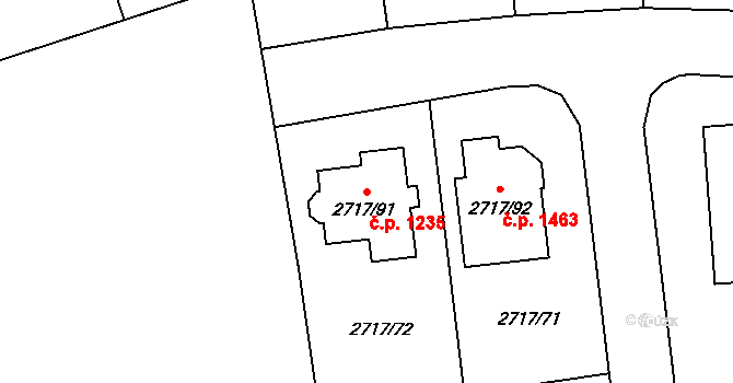 Kylešovice 1235, Opava na parcele st. 2717/91 v KÚ Kylešovice, Katastrální mapa