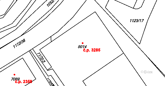 Kroměříž 3285 na parcele st. 8014 v KÚ Kroměříž, Katastrální mapa