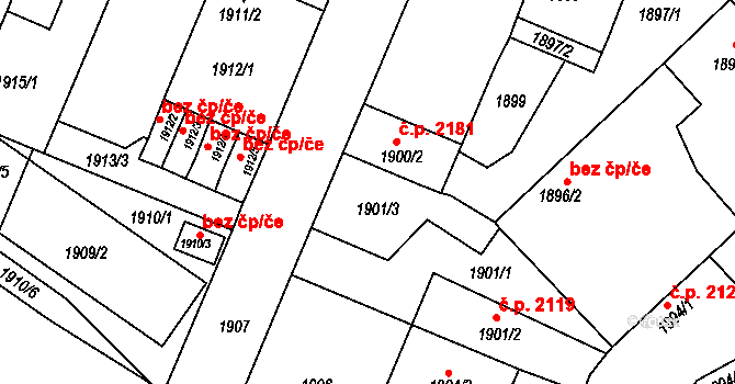 Turnov 38883686 na parcele st. 1901/3 v KÚ Turnov, Katastrální mapa