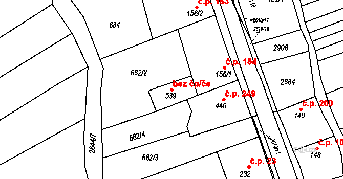 Břestek 40612686 na parcele st. 539 v KÚ Břestek, Katastrální mapa