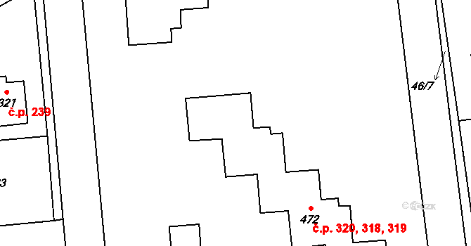 Louky 318,319,320, Zlín na parcele st. 472 v KÚ Louky nad Dřevnicí, Katastrální mapa