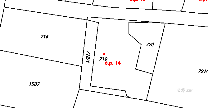 Zadky 14, Neplachovice na parcele st. 719 v KÚ Neplachovice, Katastrální mapa