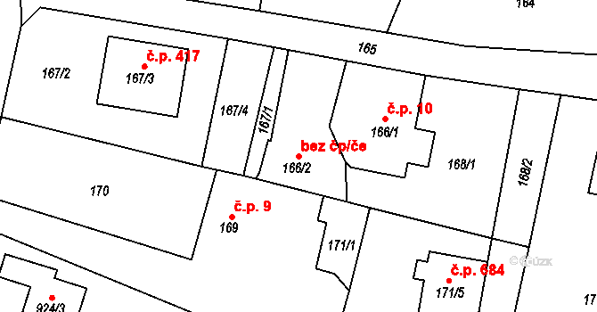 Krmelín 42608686 na parcele st. 166/2 v KÚ Krmelín, Katastrální mapa