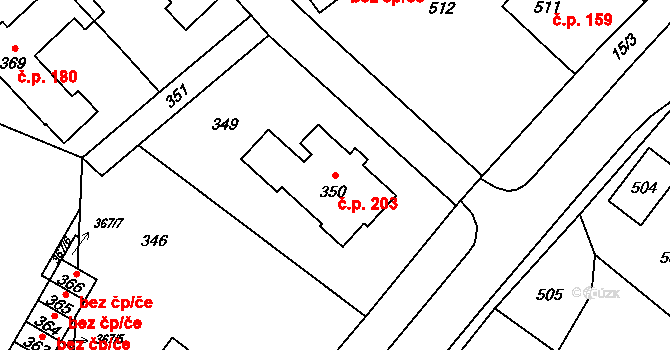 Žimrovice 203, Hradec nad Moravicí na parcele st. 350 v KÚ Žimrovice, Katastrální mapa