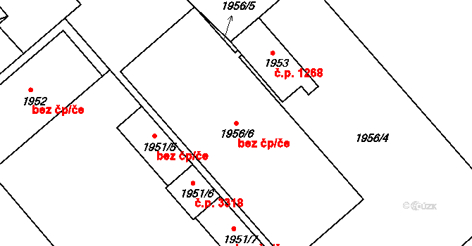Teplice 44147686 na parcele st. 1956/6 v KÚ Teplice, Katastrální mapa