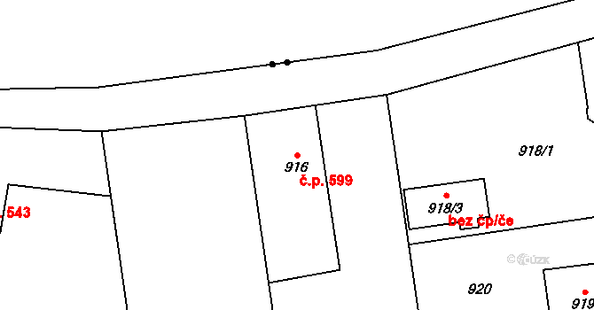 Kylešovice 599, Opava na parcele st. 916 v KÚ Kylešovice, Katastrální mapa