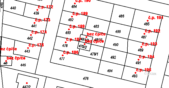 Krnov 45617686 na parcele st. 479/2 v KÚ Krnov-Horní Předměstí, Katastrální mapa