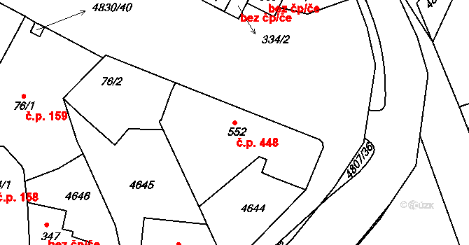 Boršice 448 na parcele st. 552 v KÚ Boršice u Buchlovic, Katastrální mapa