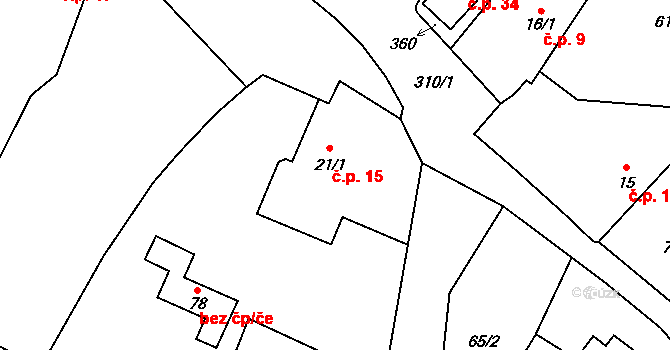 Licoměřice 15, Lipovec na parcele st. 21/1 v KÚ Licoměřice, Katastrální mapa