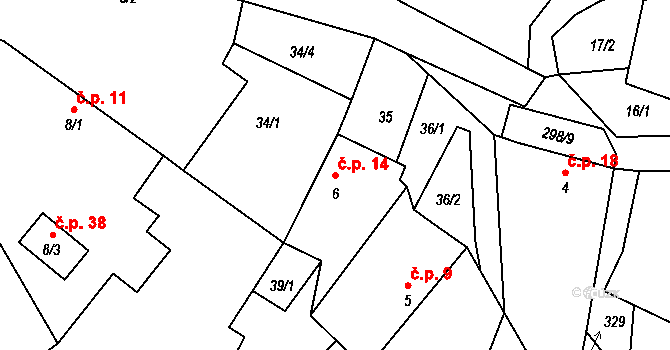Skoranov 14, Třemošnice na parcele st. 6 v KÚ Skoranov, Katastrální mapa