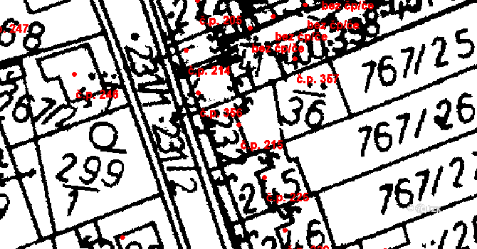 Bernartice 215 na parcele st. 232 v KÚ Bernartice u Milevska, Katastrální mapa