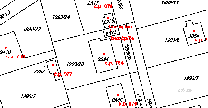 Beroun-Závodí 784, Beroun na parcele st. 3284 v KÚ Beroun, Katastrální mapa