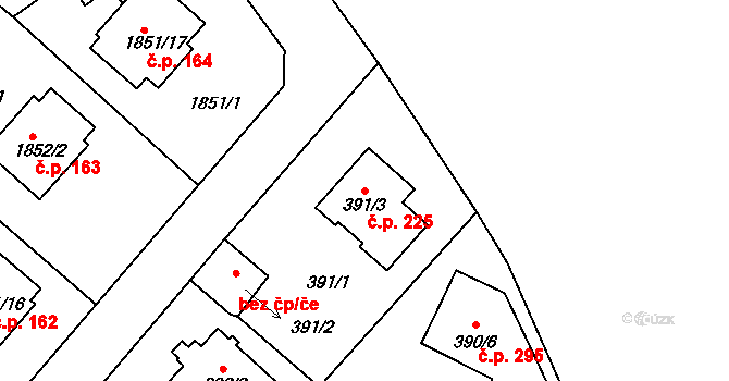 Malé Předměstí 225, Horšovský Týn na parcele st. 391/3 v KÚ Horšovský Týn, Katastrální mapa
