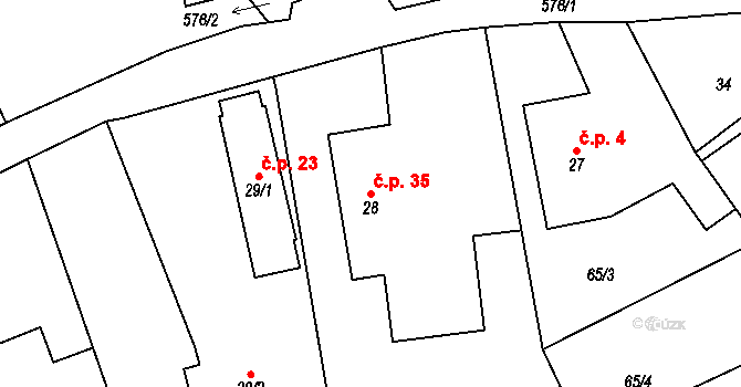 Chotěnice 35, Heřmanův Městec na parcele st. 28 v KÚ Chotěnice, Katastrální mapa