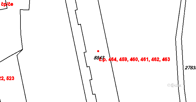 Polabiny 459,460,461,462,463,, Pardubice na parcele st. 8843 v KÚ Pardubice, Katastrální mapa