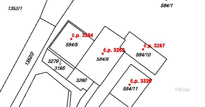 Šumperk 3262 na parcele st. 584/9 v KÚ Šumperk, Katastrální mapa
