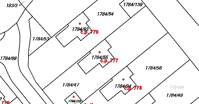 Lednice 777 na parcele st. 1784/55 v KÚ Lednice na Moravě, Katastrální mapa