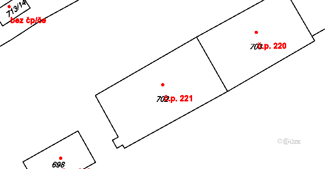 Suchdol nad Odrou 221 na parcele st. 702 v KÚ Suchdol nad Odrou, Katastrální mapa