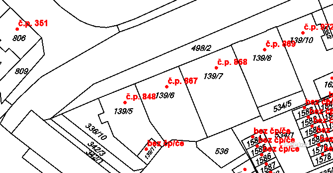 Nový Jičín 867 na parcele st. 139/6 v KÚ Nový Jičín-Dolní Předměstí, Katastrální mapa