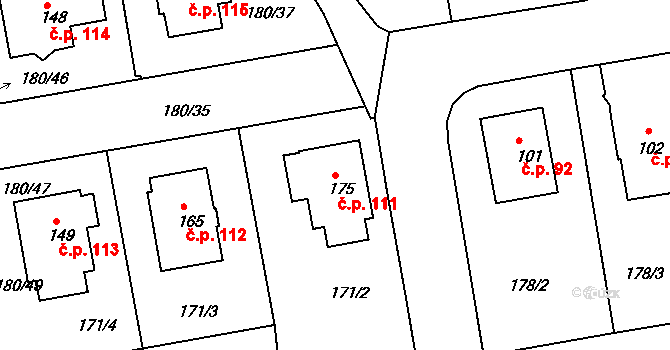 Rozkoš 111, Humpolec na parcele st. 175 v KÚ Rozkoš u Humpolce, Katastrální mapa