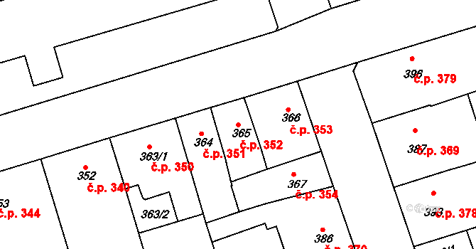 Žirovnice 352 na parcele st. 365 v KÚ Žirovnice, Katastrální mapa