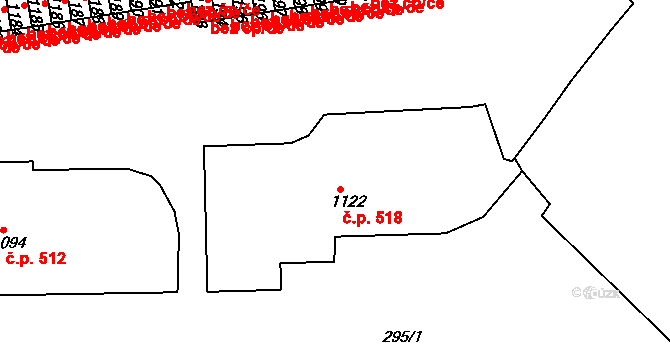 Nepomuk 518 na parcele st. 1122 v KÚ Nepomuk, Katastrální mapa