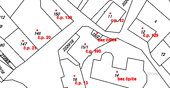 Lipnice nad Sázavou 190 na parcele st. 15/1 v KÚ Lipnice nad Sázavou, Katastrální mapa