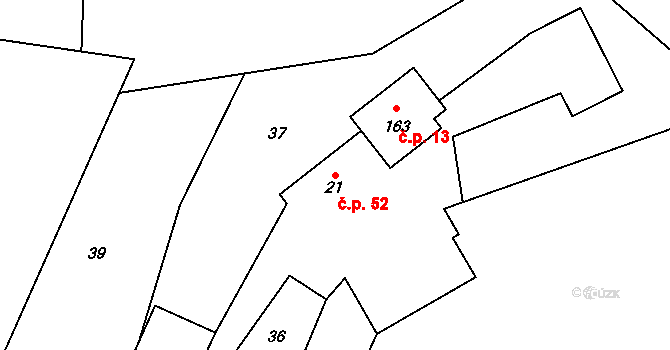 Arnoštovice 52, Heřmaničky na parcele st. 21 v KÚ Arnoštovice, Katastrální mapa