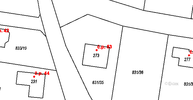 Nebřich 53, Neveklov na parcele st. 273 v KÚ Jablonná nad Vltavou, Katastrální mapa