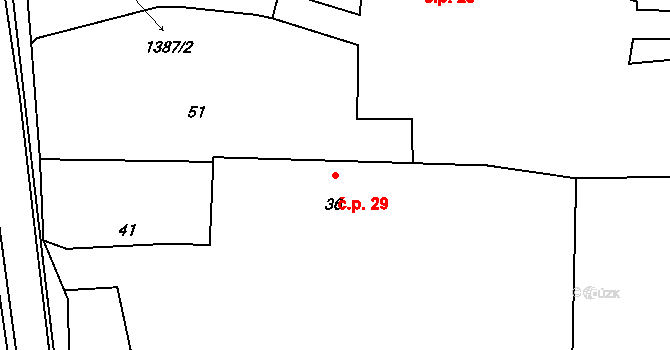 Skašov 29 na parcele st. 36 v KÚ Skašov, Katastrální mapa
