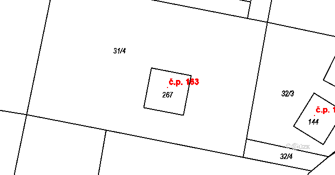 Hájov 163, Příbor na parcele st. 267 v KÚ Hájov, Katastrální mapa