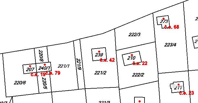 Žopy 42, Holešov na parcele st. 239 v KÚ Žopy, Katastrální mapa