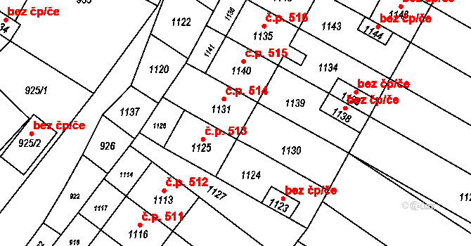 Otaslavice 514 na parcele st. 1131 v KÚ Otaslavice, Katastrální mapa