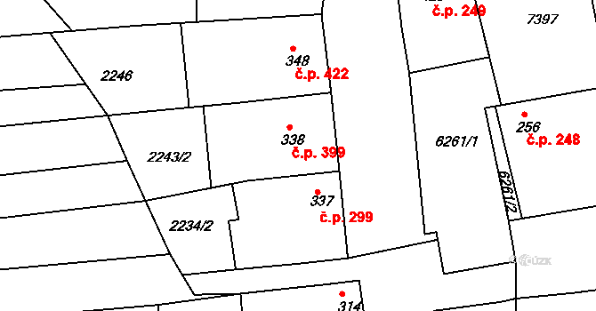 Archlebov 399 na parcele st. 338 v KÚ Archlebov, Katastrální mapa