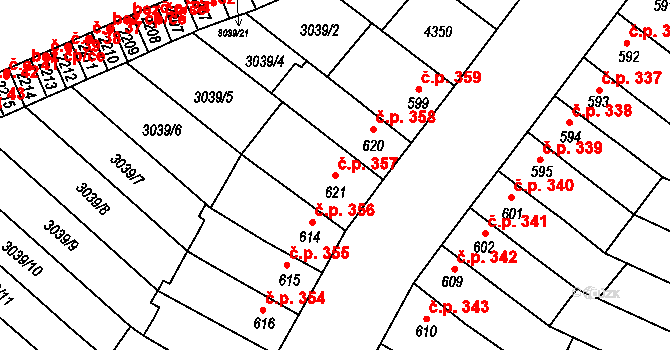 Kyjov 357 na parcele st. 621 v KÚ Kyjov, Katastrální mapa