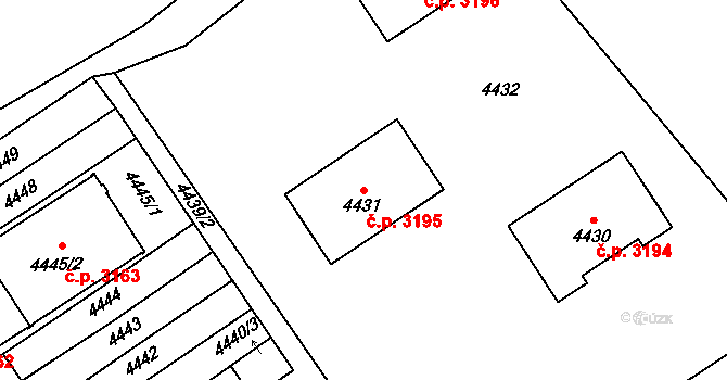 Kladno 3195 na parcele st. 4431 v KÚ Kladno, Katastrální mapa