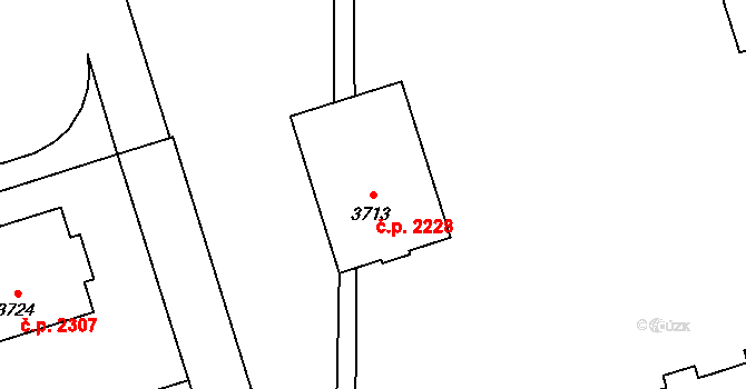 Kročehlavy 2228, Kladno na parcele st. 3713 v KÚ Kročehlavy, Katastrální mapa