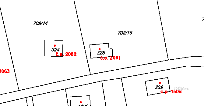 Skuheř 2061, Kamenice na parcele st. 325 v KÚ Těptín, Katastrální mapa