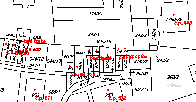 Hrádek nad Nisou 86 na parcele st. 948 v KÚ Hrádek nad Nisou, Katastrální mapa