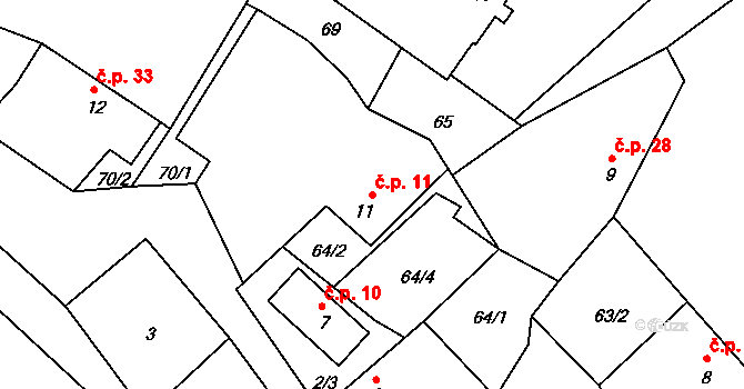Olešnice 11 na parcele st. 11 v KÚ Olešnice u Turnova, Katastrální mapa