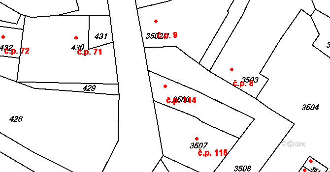 Mimoň II 114, Mimoň na parcele st. 3506 v KÚ Mimoň, Katastrální mapa