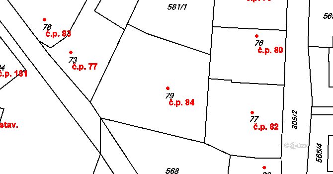Předonín 84, Bechlín na parcele st. 79 v KÚ Předonín, Katastrální mapa