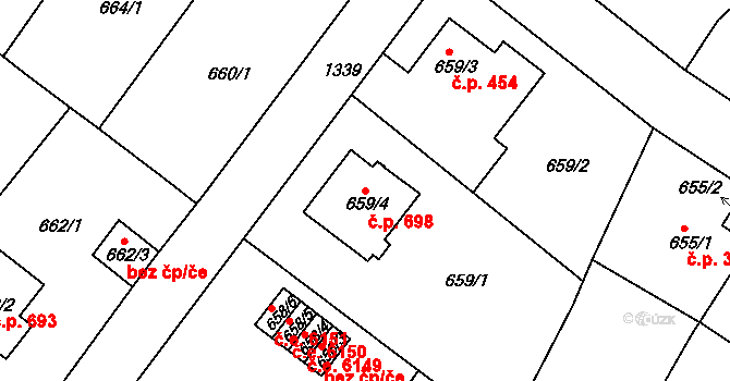 Bukov 698, Ústí nad Labem na parcele st. 659/4 v KÚ Bukov, Katastrální mapa
